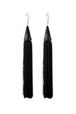 Eddie Borgo Black Fringe Tassel Earrings Pavéd in Jet Black Onyx