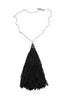 Eddie Borgo Black Silk Tassel Necklace with Pavé Crystal Details