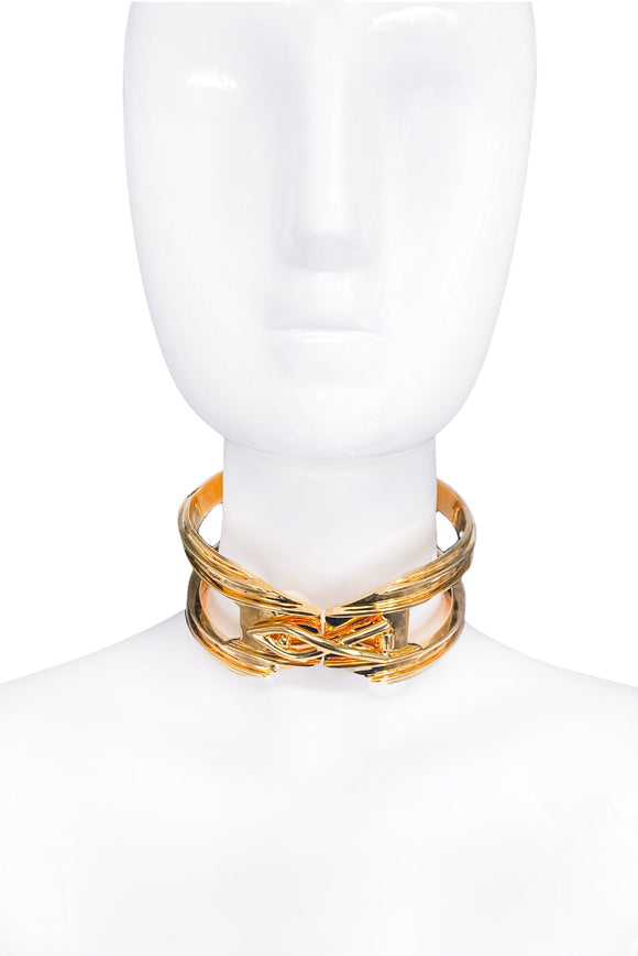 Eddie Borgo Gold Octagon Latch Hardcore Choker Necklace