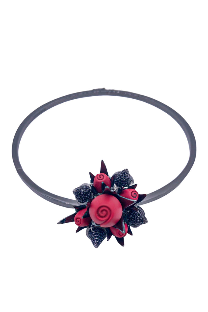 Eddie Borgo "Mapplethorpe" Red Rose with Jet Black Pavé Crystal Necklace