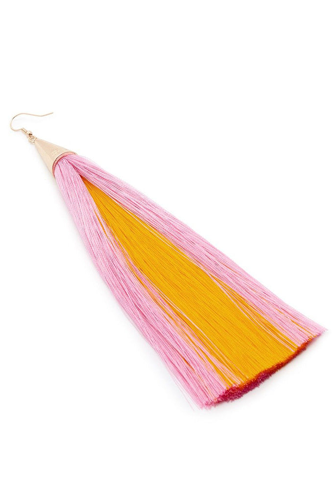 Eddie Borgo Pink and Marigold Yellow Long Fringe Earrings