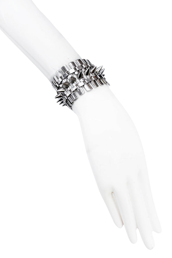 Eddie Borgo Silver Wide Chain Link Cone Studded Bracelet