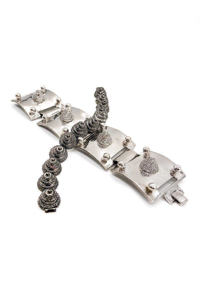 Eddie Borgo Gunmetal Pavé Bracelet and Silver Metal Crystal Cone Bracelet