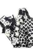 Emanuel Ungaro Black and White Floral and Graphic Print Mini Dress