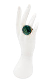 Vintage Emerald Green Round Large Cocktail Ring