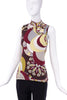 Emilio Pucci Kaleidoscope Print Mock Neck Top with Bow at Neck