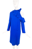 Emilio Pucci Blue Off Shoulder Dress with Asymmetrical Ruffle and Bow Detail