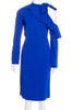 Emilio Pucci Blue Off Shoulder Dress with Asymmetrical Ruffle and Bow Detail