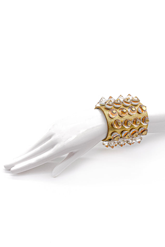 Erik Halley Gold & Crystal Stud Bracelet Cuff Bracelet from the Diesel Black and Gold SS2007