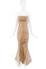 Esteban Cortazar Beige Fish Tail Raw Edged Tulle Hourglass Dress Gown
