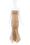 Esteban Cortazar Beige Fish Tail Raw Edged Tulle Hourglass Dress Gown