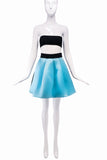 Fausto Puglisi Pale Aquamarine Blue Satin Crinoline A Line Pleated Mini Skirt