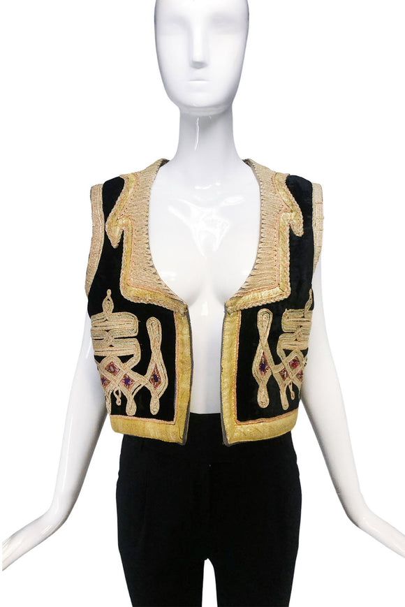Vintage Jimi Hendrix Black Velvet with Gold Embroidery and Mirror Sequins