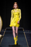Versace Yellow Buckle Straps Lace Mini Dress FW 2019