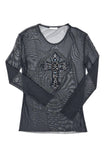 Faith Connexion Black Sheer Net Oversized Textured Cross Top Dress