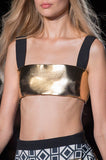 Fausto Puglisi Gold Metallic Lame Bustier Top