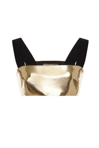 Fausto Puglisi Gold Metallic Lame Bustier Top
