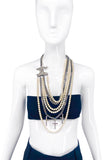 Fausto Puglisi Pearl and Chain Diamanté Cross Necklace