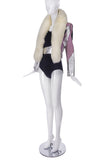 Fausto Puglisi Pink and Silver "Glam Rock" Jacket with Fox Fur Collar
