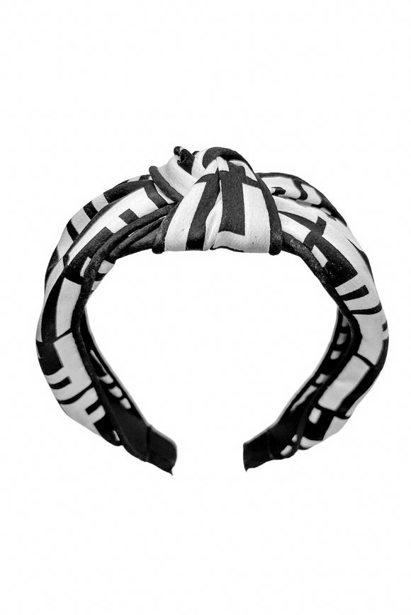 Fendi 'Faux' 'Silk' Zucca Logo Print Top Knot Headband