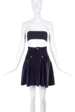 Fiorucci Black Velvet Pleated High-Waisted Mini Skirt