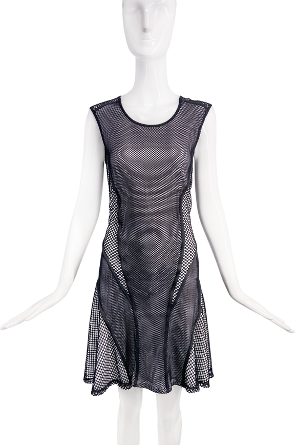 Ohne Titel Black & White Patchwork Fishnet Flared Dress