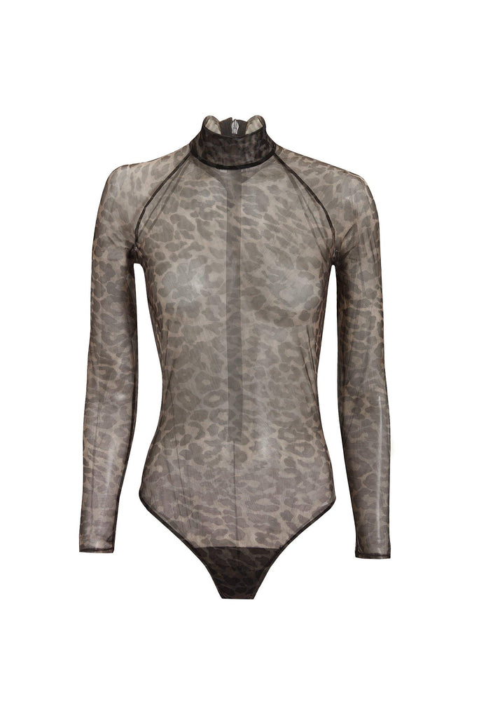 Fleur Du Mal Leopard Print Sheer Bodysuit