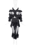 Francesco Scognamiglio Black Sheer Mesh Ruffle Midi Skirt Top/Dress SS2016