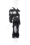 Francesco Scognamiglio Black Chiffon Ruffle Top with Swiss Dot Tulle SS2016