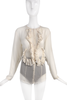 Francesco Scognamiglio Ivory Sheer Chiffon 'Swan' Ruffle Blouse Spring 2016