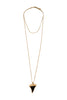 Givenchy Gold Black Crystal Shark Tooth Pendant Logo Long Chain Necklace