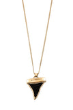 Givenchy Gold Black Crystal Shark Tooth Pendant Logo Long Chain Necklace