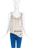 John Galliano White and Black Iconic Newsprint Tank Top
