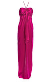 John Galliano Fuchsia Pink Silk Halter Dress Gown - BOUTIQUE PURCHASE PRICE