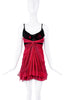 John Galliano Red Black Chiffon Polka Dot Ruche Mini Dress