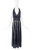 Jean Paul Gaultier Black Satin Lace Panel Halterneck Dress Gown