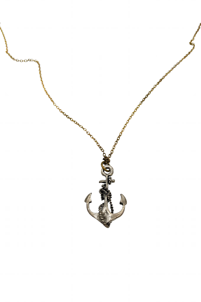 Vintage Silver Bronze Roped Anker Jean Paul Gaultier Style Charm Sailor Necklace
