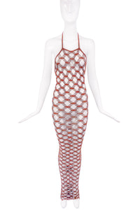 Jean Paul Gaultier Red Fishnet Maxi Dress
