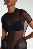 Jean Paul Gaultier Black Sheer Mesh Hip Pad Silhouette Dress Gown