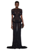 Jean Paul Gaultier Black Sheer Mesh Hip Pad Silhouette Dress Gown