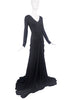 Gianfranco Ferre Black Stretch Long Sleeve Chiffon Overlay Gown