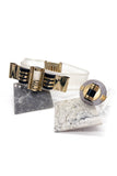 Gianfranco Ferré Lucite Cuff Bracelet with Gold and Black Detail - BOUTIQUE PURCHASE PRICE