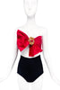 Gianfranco Ferré Red Bow Corset Gold Broach Top / Belt