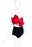 Gianfranco Ferré Red Bow Corset Gold Broach Top / Belt