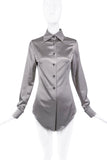 Gianfranco Ferré Grey Silver Longsleeve Collar Button Down Shirt Top