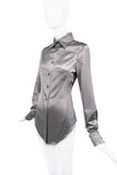 Gianfranco Ferré Grey Silver Longsleeve Collar Button Down Shirt Top