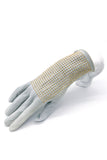 Versace Baby Blue Suede Gloves with Gold Studs