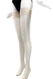 Gigi K. Designer Ivory Crochet Fishnet Thigh Highs & Legging Tights
