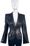 Givenchy Couture by Alexander McQueen Perforated Leather Razor Sharp Shoulder Jacket Spring Summer 1998