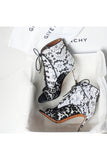 Givenchy Black and White Lace Peep-Toe Heeled Boot Shoes Size 11